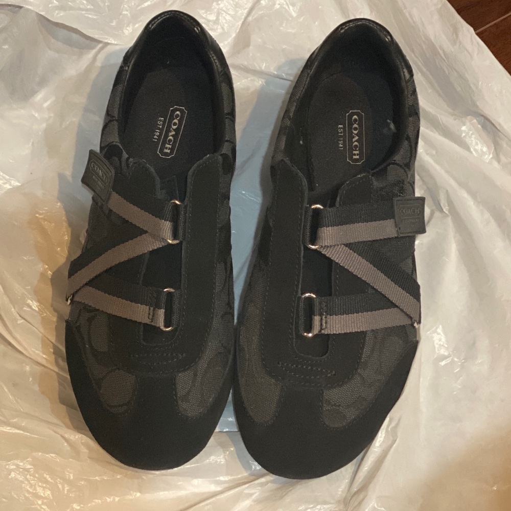 Coach Juli Monogram Signature Canvas/Leather Sneakers (Black/Gray) Size 9M - Picture 7 of 11